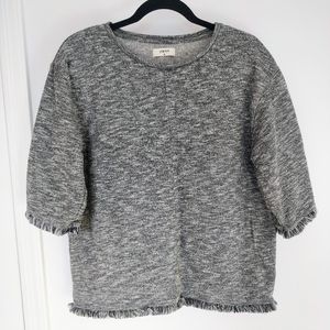 *Papaya Grey Fringe 3/4 Sleeve Sweater